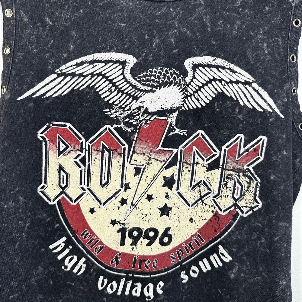 Rock Graphic Sleeveless Top - Black - Picture 2 of 5